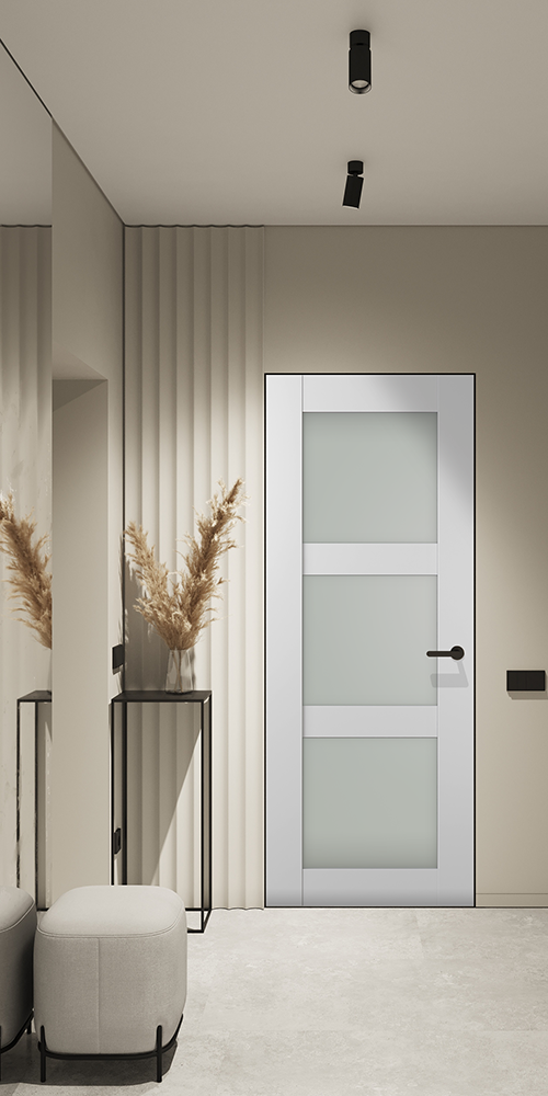 Smart Pro 3 Lite Vetro Polar White Frameless Belldinni Modern Interior Door