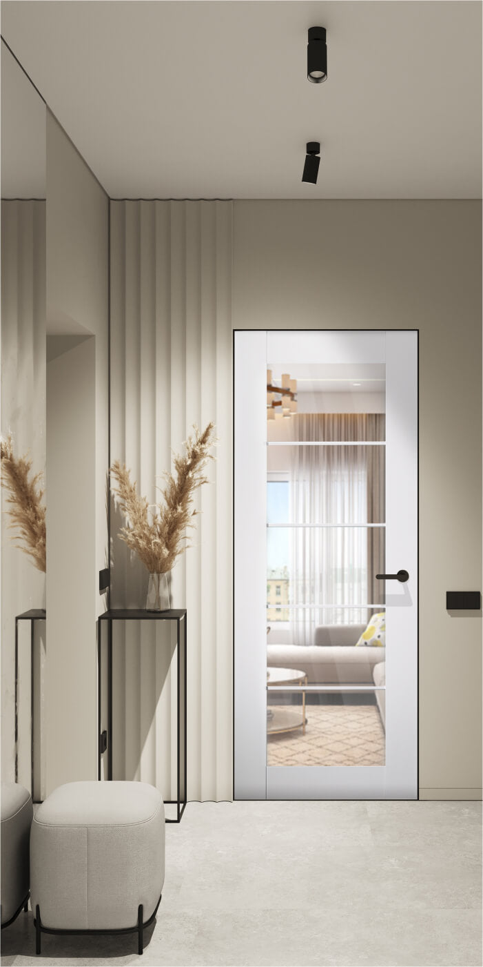 Smart Pro 5 Lite Clear Vetro Polar White Belldinni Modern Interior Door