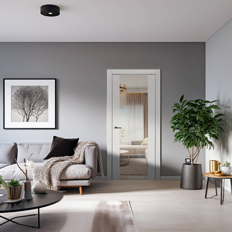 Smart Pro H3G Clear Vetro Polar White Belldinni Modern Interior Door