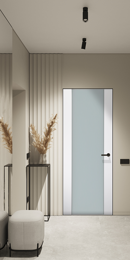 Smart Pro H3G Vetro Polar White Frameless Belldinni Modern Interior Door