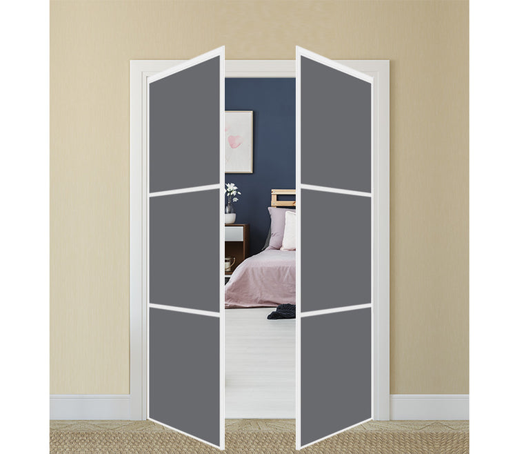 Nova Pivot Closet Doors - Style 03 | Glass Door | Swing Door | Silver Grey