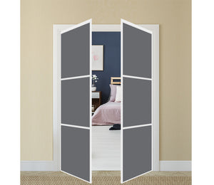 Nova Pivot Closet Doors - Style 03 | Glass Door | Swing Door | Silver Grey | Buy Doors Online