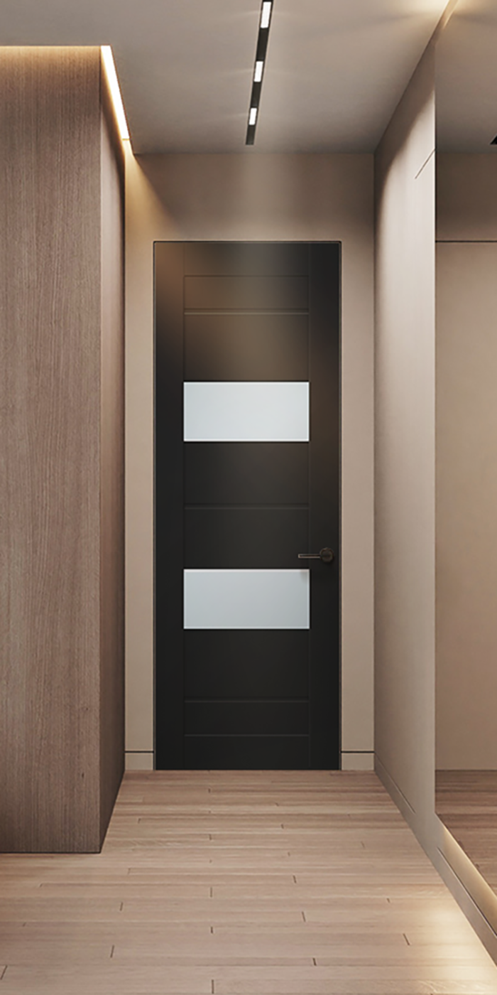 Vita Vetro Black Matte Frameless Belldinni Modern Interior Door