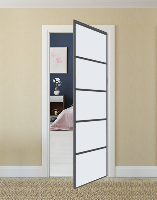 Nova Pivot Closet Doors - Style 05 | Glass Door | Swing Door | White