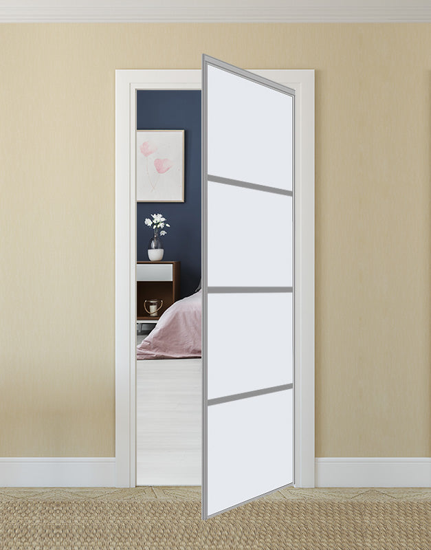 Nova Pivot Closet Doors - Style 04 | Glass Door | Swing Door | White