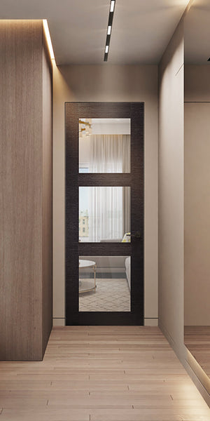 AVANTI 3 LITE CLEAR VETRO BLACK APRICOT BELLDINNI MODERN INTERIOR DOOR | Buy Doors Online