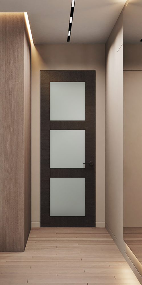 Avanti 3 Lite Vetro Black Apricot Frameless Belldinni Modern Interior Door