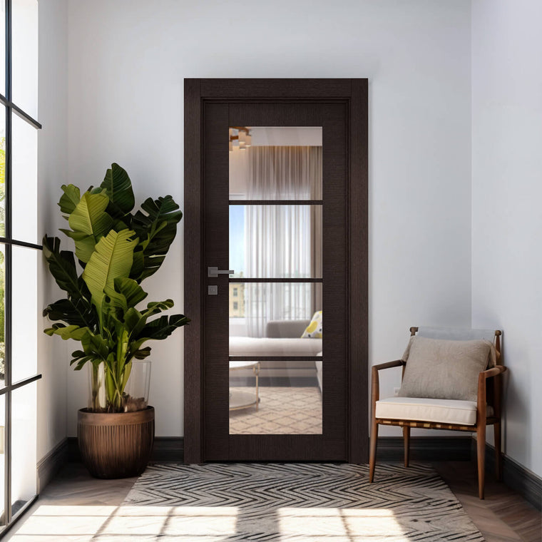 Avanti 4 Lite Clear Vetro Black Apricot Belldinni Modern Interior Door