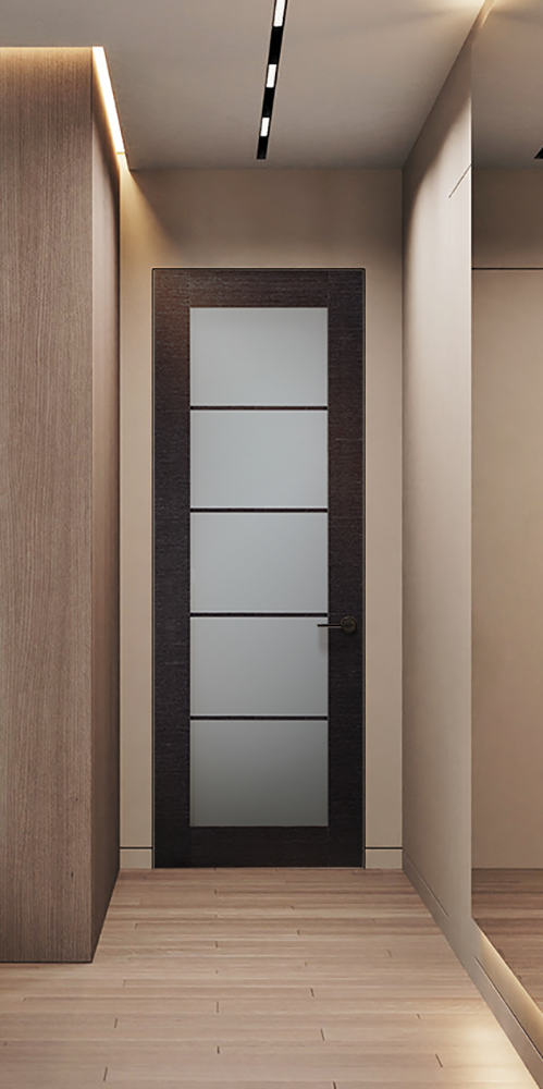 Avanti 5 Lite Vetro Black Apricot Frameless Belldinni Modern Interior Door