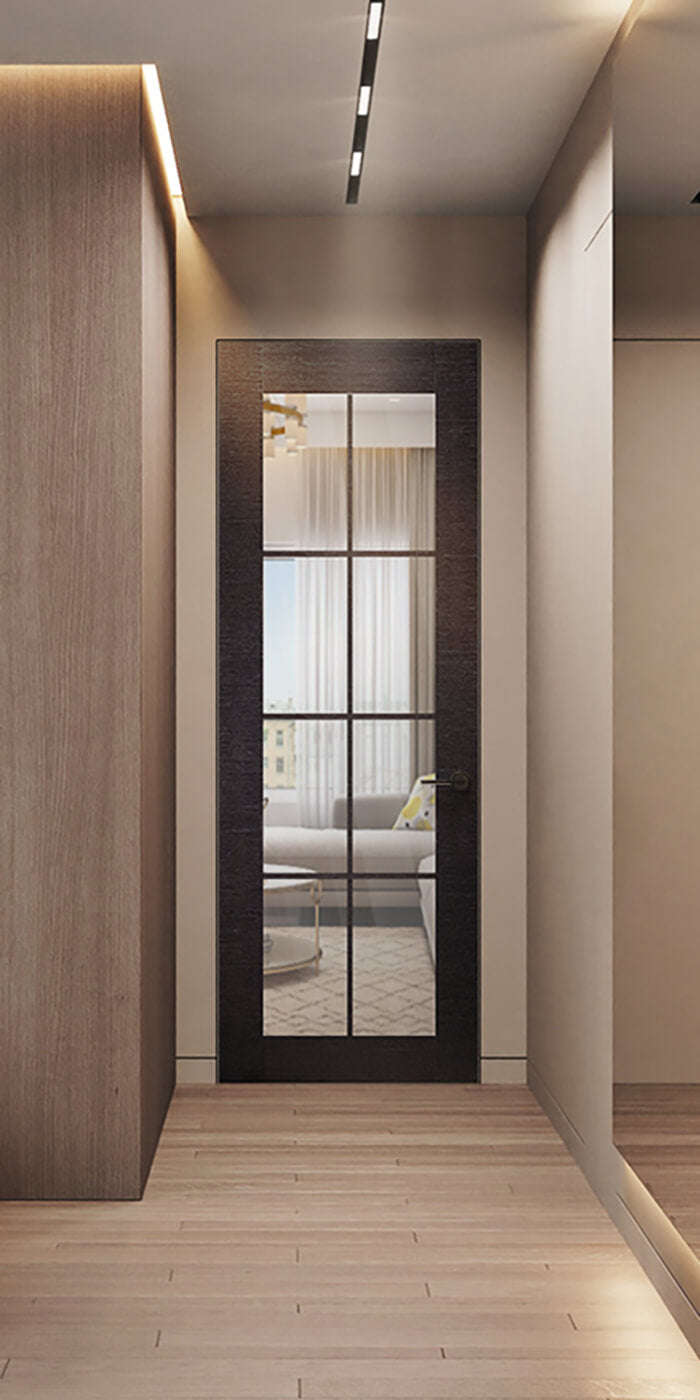 Avanti 8 Lite Clear Vetro Black Apricot Belldinni Modern Interior Door
