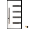 Single pivot metal-aluminum modern exterior door with tinted clear-mirrored glass | Axis 1131