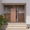 Single pivot metal-aluminum| Modern exterior door with tinted clear-mirrored glass | Axis 1133