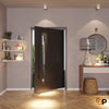 Single pivot metal-aluminum| Modern exterior door with tinted clear-mirrored glass | Axis 1133
