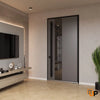 Single pivot metal-aluminum modern exterior door with tinted clear-mirrored glass | Axis 1711