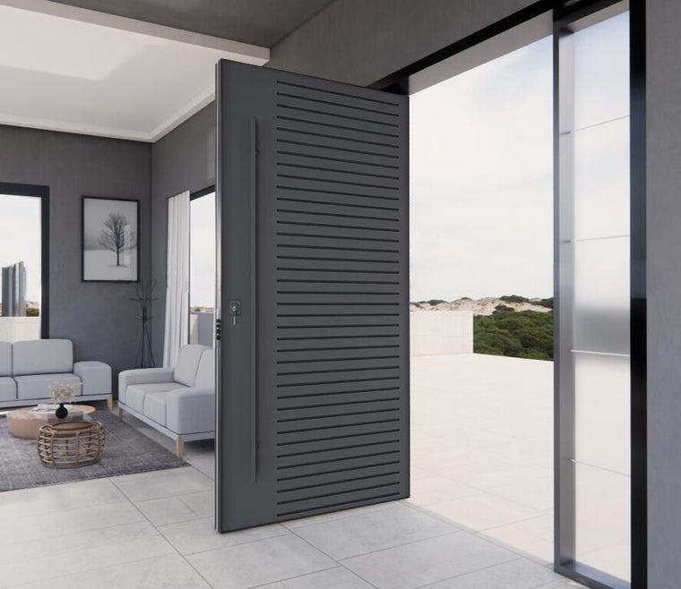 Nova Royal Series Pivot Wrought Iron Custom Exterior Door | Style 011