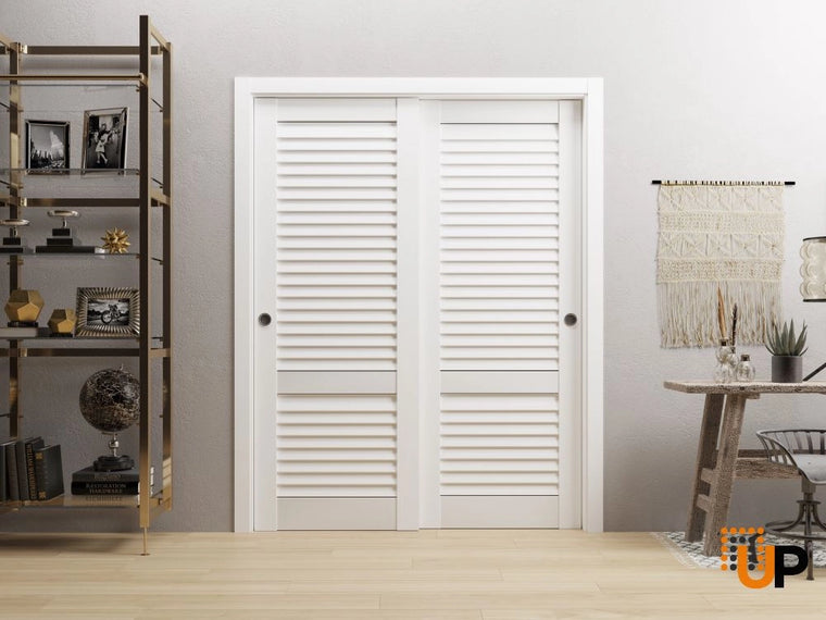Sliding Closet Bypass Doors  | Louver 3388 Primed White