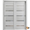 Sliding Closet Bypass Door with Frosted Glass | Wood Solid Bedroom Wardrobe Doors | Quadro 4445