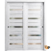 Sliding Closet Bypass Door with Frosted Glass | Wood Solid Bedroom Wardrobe Doors | Quadro 4445