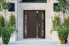 Front Exterior Prehung Steel Doors | Stainless Inserts Single Modern Doors | Brown | Cynex 6777