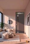 Front Exterior Prehung Steel Doors | Stainless Inserts Single Modern Doors | Brown | Cynex 6777