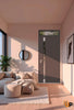Front Exterior Prehung Steel Doors | Stainless Inserts Single Modern Doors | Brown | Cynex 6777
