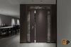 Front Exterior Prehung Steel Doors | Stainless Inserts Single Modern Doors | Brown | Cynex 6777
