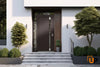 Front Exterior Prehung Steel Doors | Stainless Inserts Single Modern Doors | Brown | Cynex 6777