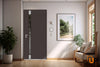 Front Exterior Prehung Steel Doors | Stainless Inserts Single Modern Doors | Brown | Cynex 6777