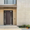 Front Exterior Prehung Steel Doors | Stainless Inserts Single Modern Doors | Brown | Cynex 6777