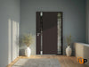 Front Exterior Prehung Steel Doors | Stainless Inserts Single Modern Doors | Brown | Cynex 6777