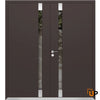 Front Exterior Prehung Steel Doors | Stainless Inserts Single Modern Doors | Brown | Cynex 6777