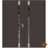 Front Exterior Prehung Steel Doors | Stainless Inserts Single Modern Doors | Brown | Cynex 6777