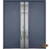 Front Exterior Prehung Steel Door | Stainless Inserts Single Modern Painted Door | Deux 0729