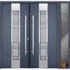 Front Exterior Prehung Steel Door | Stainless Inserts Single Modern Painted | Deux 0757