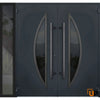 Front Exterior Prehung Steel Door | Stainless Inserts Single Modern Painted Doors | Deux 6501