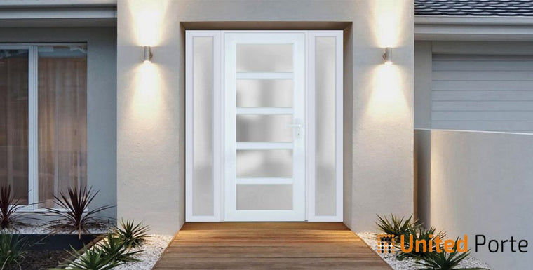 Front Exterior Prehung Fiber Glass Door with Frosted Glass | Commercial and Residential Doors | Manux 8002