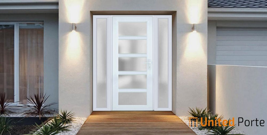 Front Exterior Prehung Fiber Glass Door with Frosted Glass | Commercial and Residential Doors | Manux 8002