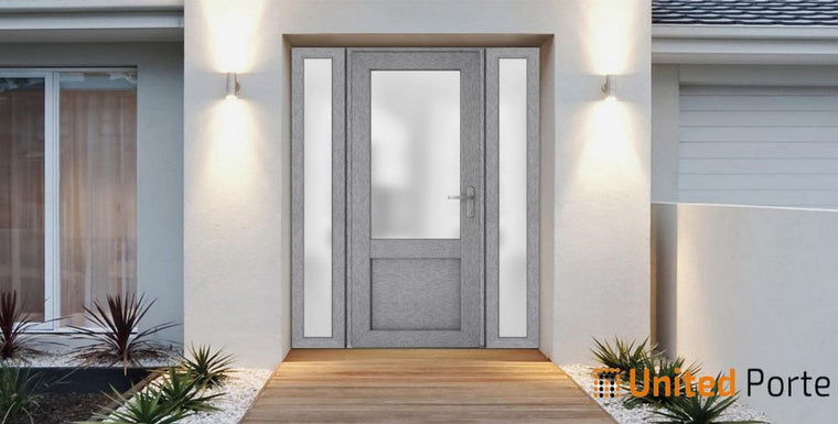 Front Exterior Prehung Fiber Glass Door with Frosted Glass | Commercial and Residential Doors | Manux 8422