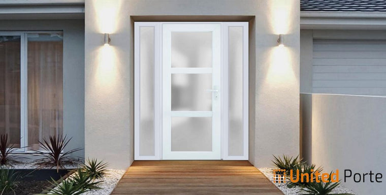 Front Exterior Prehung Fiber Glass Door Frosted Glass | Commercial and Residential Doors | Manux 8552