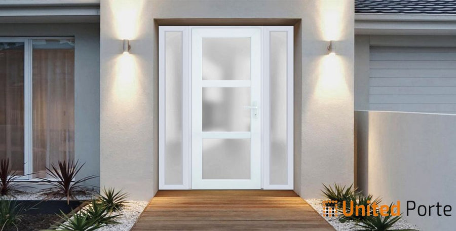 Front Exterior Prehung Fiber Glass Door Frosted Glass | Commercial and Residential Doors | Manux 8552