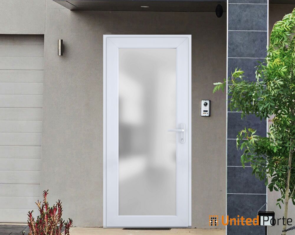 Front Exterior Prehung FiberGlass Door | Office Commercial and Residential Doors | White Silk | Manux 8102