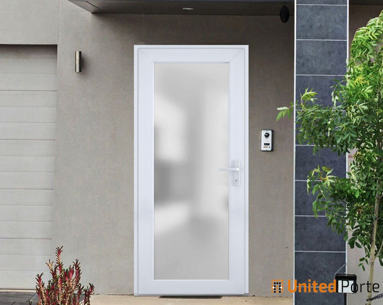 Front Exterior Prehung FiberGlass Door | Office Commercial and Residential Doors | White Silk | Manux 8102