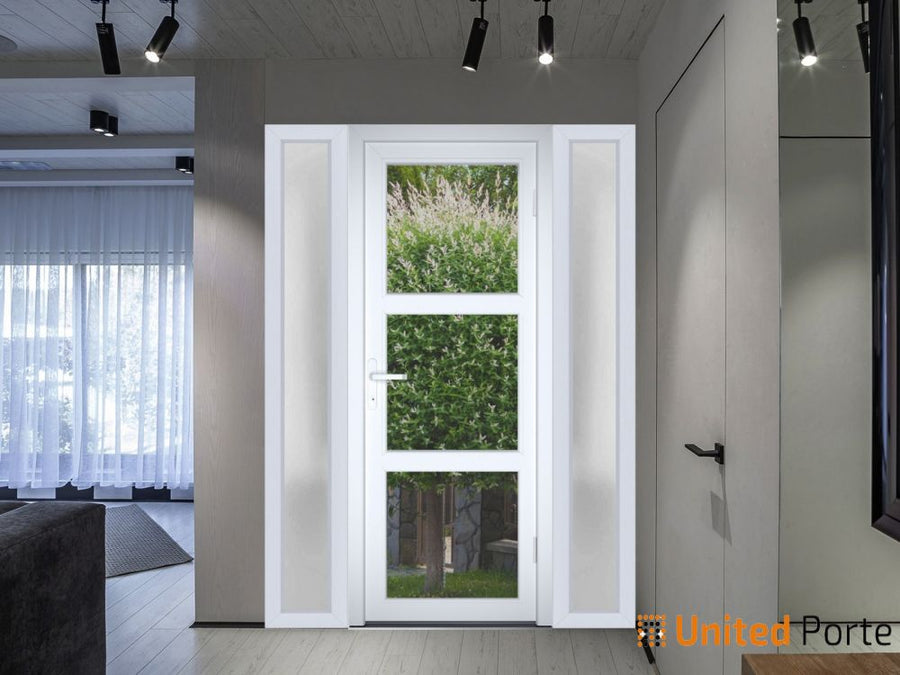 Front Exterior Prehung FiberGlass Door | Office Commercial and Residential Doors | White Silk | Manux 8555