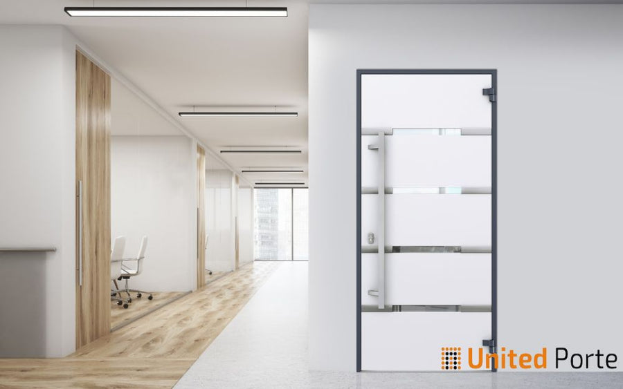Front Exterior Prehung Steel Door | Stainless Inserts Single Modern Painted Door | Gray Graphite | Deux 1105