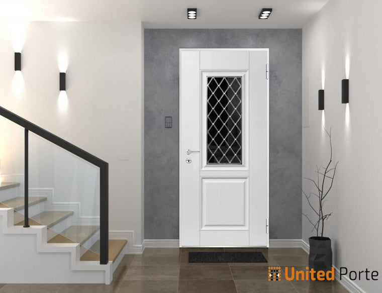 Front Exterior Prehung Steel Door | White Silk | Ballucio 1709