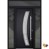 Front Exterior Prehung Steel Door | Stainless Inserts Single Modern Painted Door | Deux 6500