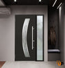 Front Exterior Prehung Steel Door | Stainless Inserts Single Modern Painted Door | Deux 6500