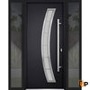 Front Exterior Prehung Steel Door | Stainless Inserts Single Modern Painted Door | Deux 6500