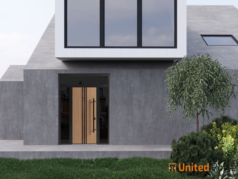 Front Exterior Prehung Steel Door | Entry Metal Modern Painted Door | Ronex 1055