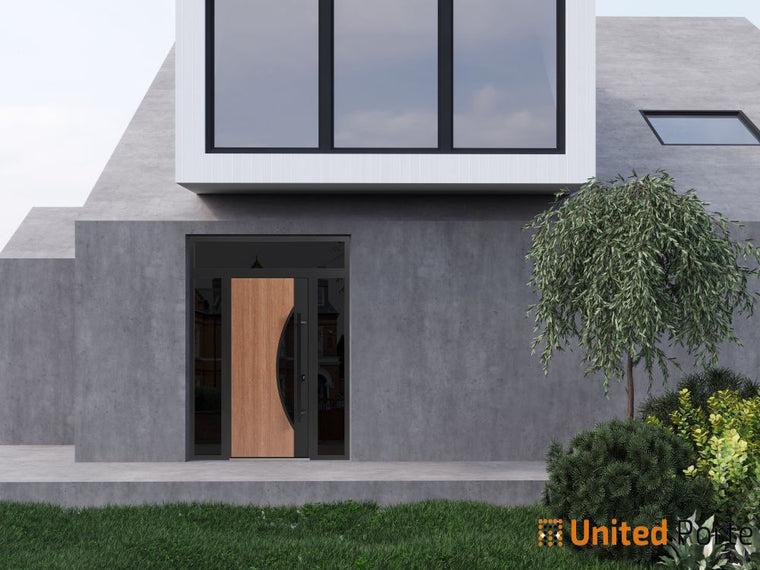 Front Exterior Prehung Steel Door | Entry Metal Modern Painted Door | Ronex 1077